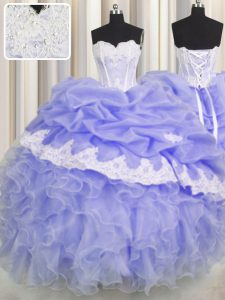 Classical Lavender Quinceanera Gowns Military Ball and Sweet 16 and Quinceanera and For with Beading and Appliques and R