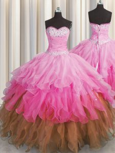 Multi-color Quinceanera Gowns Military Ball and Sweet 16 and Quinceanera and For with Beading and Ruffles and Ruffled La