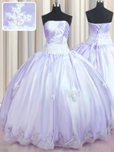 Inexpensive Sleeveless Lace Up Floor Length Beading and Appliques Sweet 16 Dresses