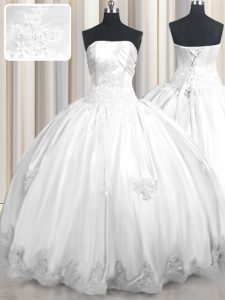 Beauteous Sleeveless Beading and Appliques Lace Up Quinceanera Dress