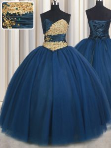 Flare Teal Ball Gowns Sweetheart Sleeveless Chiffon Floor Length Lace Up Beading and Ruching and Belt 15th Birthday Dres
