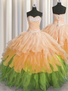 Classical Multi-color Sweet 16 Dress Military Ball and Sweet 16 and Quinceanera and For with Beading and Ruffles and Ruf