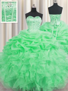 Delicate Pick Ups Visible Boning Floor Length Ball Gown Prom Dress Sweetheart Sleeveless Lace Up