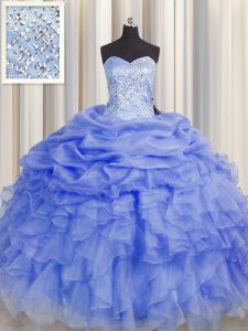 Sexy Purple Lace Up Sweet 16 Quinceanera Dress Beading and Ruffles Sleeveless Floor Length