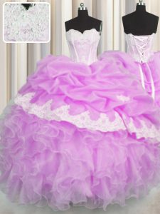 Sleeveless Lace Up Floor Length Beading and Appliques and Ruffles and Pick Ups Sweet 16 Dress
