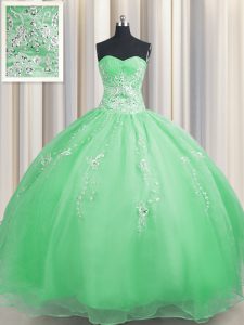 Beautiful Zipper Up Sleeveless Floor Length Beading and Appliques Zipper Sweet 16 Dresses with