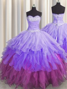 New Arrival Multi-color Sweetheart Lace Up Beading and Ruffles and Ruffled Layers and Sequins Vestidos de Quinceanera Sl