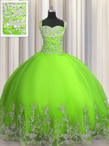 Sweet Lace Up Quinceanera Dresses Beading and Appliques Sleeveless Floor Length