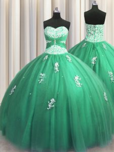 Turquoise Vestidos de Quinceanera Military Ball and Sweet 16 and Quinceanera and For with Beading and Appliques Sweethea
