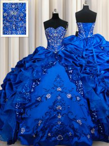 Customized Royal Blue Quinceanera Gown Military Ball and Sweet 16 and Quinceanera and For with Beading and Embroidery an
