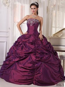 Fabulous Dark Purple Lace-up Long Quinces Dresses with Embroidery