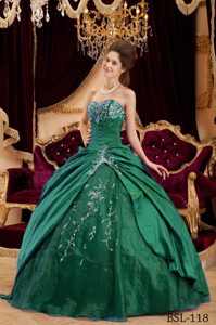 Green Sweetheart Appliqued Sweet Sixteen Dresses with Lace Up Back in 2014