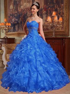 Discount Sweetheart Beaded Organza Dress for Quinceanera in Long