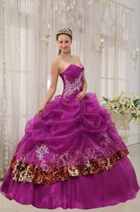 Sweet Fuchsia Ball Gown Sweetheart Sweet Sixteen Dresses with Appliques