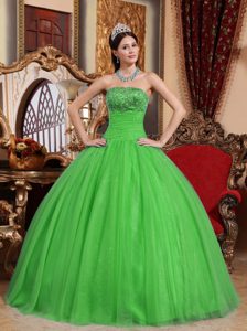 Green Ball Gown Strapless Sweet Sixteen Quinceanera Dress on Sale