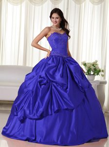 Inexpensive Sweetheart Ball Gown Embroidery Sweet 15 Dress in Royal Blue
