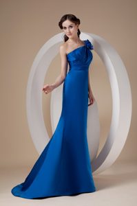 Attractive Royal Blue Mermaid One Shoulder Celebrity Dresses for Prom