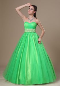 Beaded A-line Spring Green Sweetheart 2013 Popular Celebrity Dress for Less