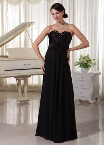 Discount Sweetheart Beaded Black Satin and Chiffon Celeb Dresses for Less