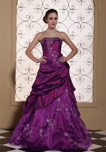 Sweet Embroidered Lace-up Celebrity Red Carpet Dresses in Purple