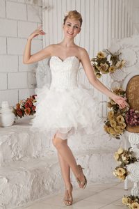Beautiful Sweetheart Zipper-up White Organza Celebrities Dresses for Less