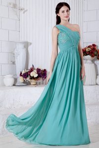 Gorgeous Ruched and Beaded Green Celebrity Inspired Dresses in Turquoise