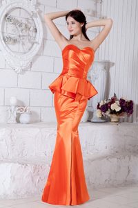 Mermaid Sweetheart Ruched Fabulous Celebrity Red Carpet Dress in Orange