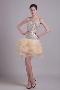 Fabulous Sweetheart Champagne Celebrity Dresses for Less with Sequins