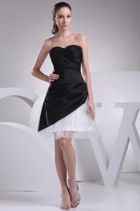 and Tulle Sweetheart Ruched Celebrity Party Dresses in Black and White