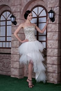 Custom Made White Strapless High-low Celebrity Dress in and Tulle