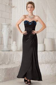 2014 Black Sweetheart Ankle-length Evening Gown Dresses with Appliques
