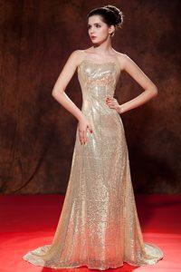 Luxurious Champagne Evening Dress Empire with Sequin and Brush Train in 2013