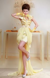 Yellow Lovely Sweetheart High-low Designer Evening Dresses