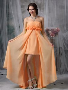 Orange Lovely Chiffon High Low formal Prom Dresses in Orange