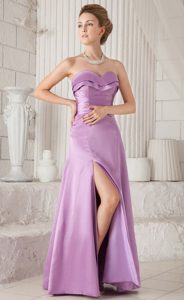 Discount Sweetheart Long Ruched Satin Prom Dresses in Lavender
