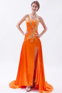 Orange Empire Prom Dress for Wholesale Price with One Shoulder