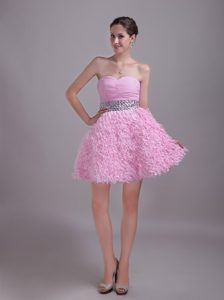 Affordable Baby Pink A-line Sweetheart Mini Prom Dresses with Ruching