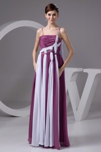 Pretty Purple and White Chiffon Ruched Prom Gown Dress on Promotion in 2013