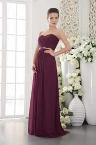 Empire Sweetheart Long Chiffon Elegant Evening Dresses in Dark Purple