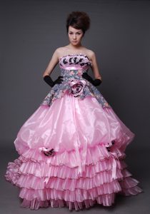 Flowery Printed Organza Court Train Plus Size Evening Dresses with Ruffles
