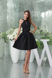 Elegant A-line Knee-length Little Black Evening Dresses for Girls with Cutouts