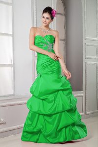 Mermaid Maternity Evening Dress with Appliques and Pick-ups in Green