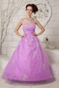 Glitz Lavender Appliqued Maternity Evening Dress with Heart Sharped Neckline