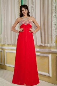 Chiffon Beading Women Evening Dresses with Sweetheart in Red on Promotion
