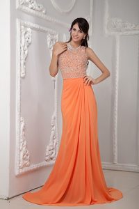Sexy Orange Beading Maternity Evening Dress with One Shoulder 2013