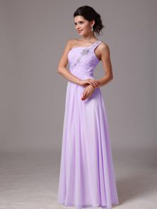 Hottest Single Shoulder Lavender Party Dress for Prom with Beading on Sale