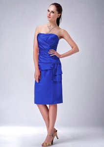 Royal Blue Sheath Strapless Dress for Prom with Ruching Best Seller Nowadays
