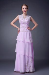 New Customize Lilac Empire High-neck Prom Celebrity Dress with Appliques