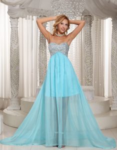 Gorgeous Aqua Blue Sweetheart Beaded Party Dress for Prom Best for Girls