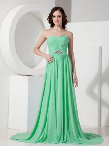 Formal Apple Green Empire Sweetheart Prom Holiday Dresses with Ruching